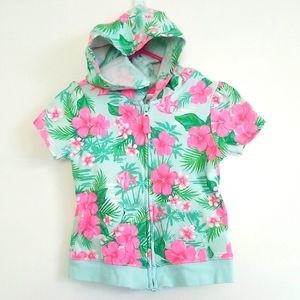 3/$25 Carter's Floral Tropical Print Short Sleeve Top Hoodie Size 24M